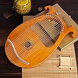 16 Metallsaiten Lyra Harfen Lyre Harp Harfe aus massivem Mahagoni - Daumenklavier mit Stimmtasten und Paddles für Kinder und Erwachsene - originelles Geschenk in Holzfarbe