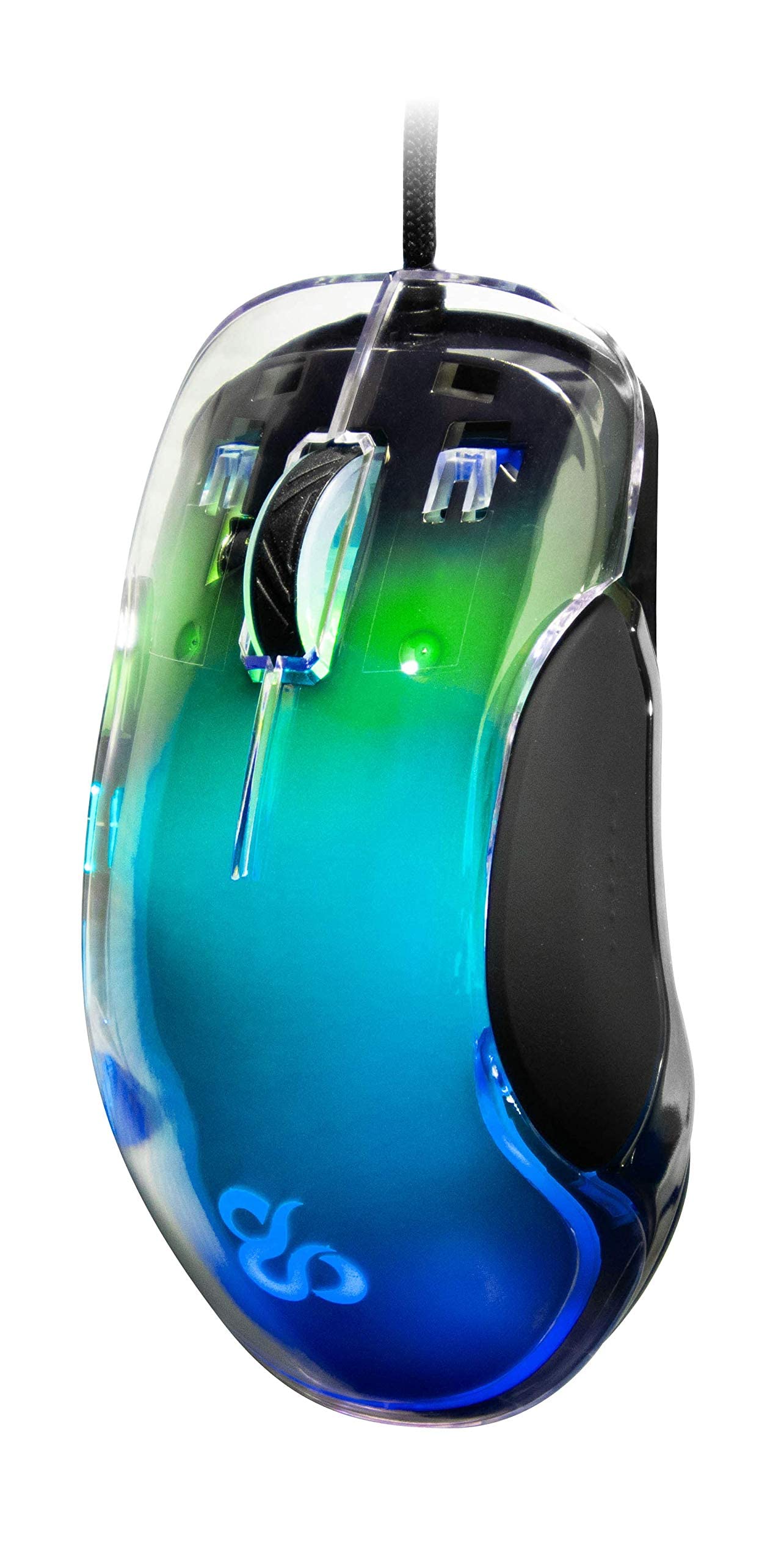 NEWSKILL Lycan Professional Gaming Maus, kabelgebunden, anpassbare RGB-Beleuchtung, optischer Sensor 16000 DPI einstellbar, 5 programmierbare Tasten, 50G, PC/Mac, transluzentes Plastik, Transparent