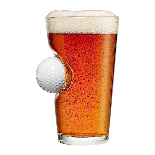 1/2 Stück Golfballglas mit eingebettetem echten Golfball – Whiskyglas, Glas mit Golfball, transparenter Glasbecher, altmodischer Bier-Whisky-Glasbecher mit eingebettetem Golf, im Glas steckendes