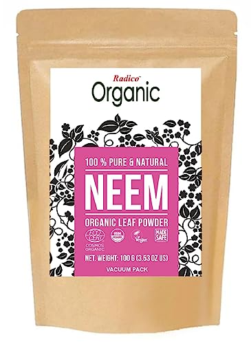 Radico | 100% Organic Neem Leaf Powder | Haarreinigung und Haarpflege | Antibakteriell | Gegen fettige Kopfhaut und Schuppen | Ayurvedische Haar Kräuterpackung | Vegan | 4 x 100 g