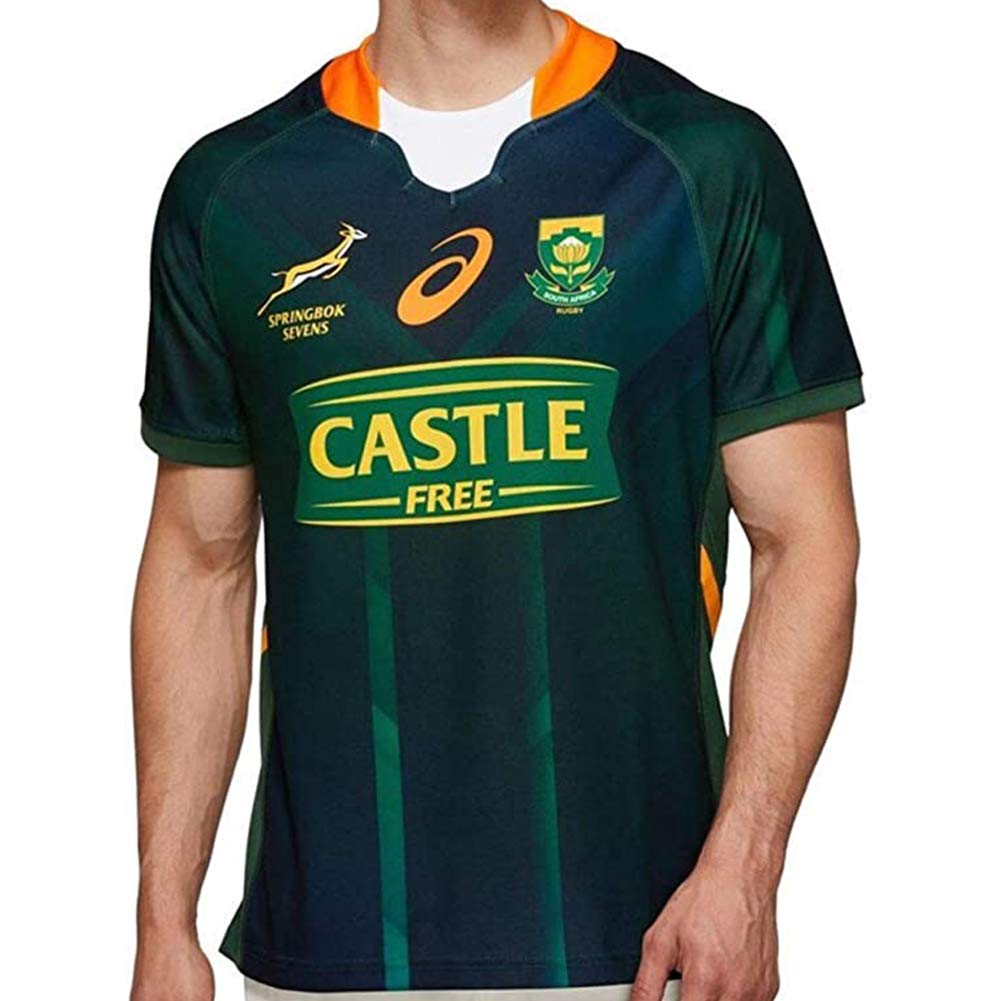 2020 Südafrika 7s WM Rugby Trikot, 100. Jubiläum Edition Rugby Polo Shirt Training T-Shirt, Springbok Champion Signed Edition Unterstützer Fußball Sport Top Green-XL