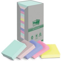 Post-it Recycling Notes, farbig, 76 mm x 76 mm, 16 Blöcke á 100 Blatt