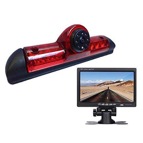 Rückfahrkamera Transportster+7 Zoll TFT LCD Bildschirm Auto Monitor im 3.Bremslicht Bremsleuchte Passend kompatibel mit Ducato X250/ Peugeot Boxter/Citroen Jumper