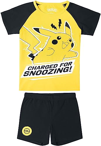 Pokémon Kids - Pikachu - Charged for Snoozing! Männer Kinder-Pyjama schwarz/gelb 122/128