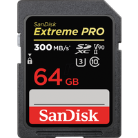 SanDisk Extreme PRO 64 GB SDXC-Speicherkarte mit bis zu 300 MB / s, UHS-II, Klasse 10, V90, U3