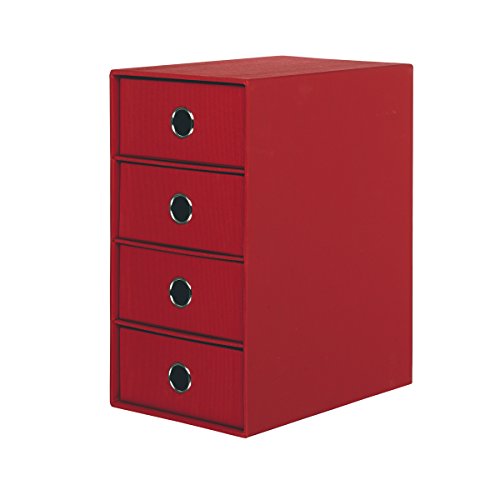 Rössler 1524452364 - S.O.H.O. 4er Schubladenbox für DIN A5, mit Griffloch, rot