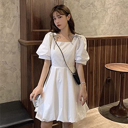 ZYONG Sommer Minikleid Frauen Weiße Hauchhülse Koreanische Stil Fairy Kleid Bögen Chiffon Japan Stil Kawaii Elegante Vintage Party Kleid