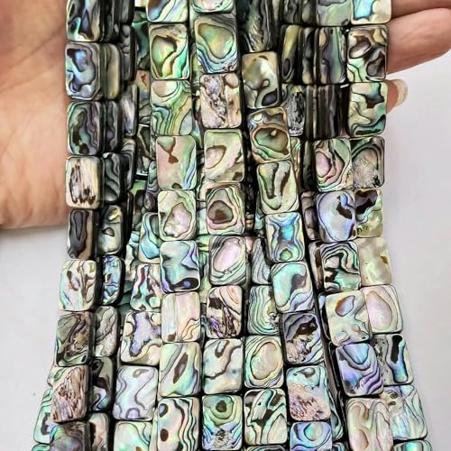 8x10mm 12x16mm natürliche Abalone-Muschel lose Perlen Rechteckform Strang DIY zur Herstellung von Schmuck Halskette Armband Zubehör-8x10mm Strang 20 Stück