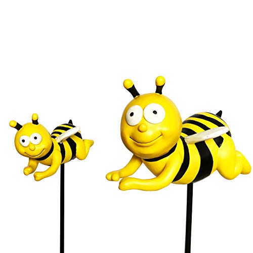 OF 2er Set Gartenstecker süsse Bienen - Beetstecker Biene - Wetterfest