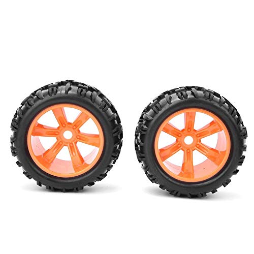 2Pcs Wheels Reifen, 1/8 Scale RC Car, Duravle Rubber Tyres Hubs Zubehör Fit für ZD Racing 8477 RC Car(Orange)