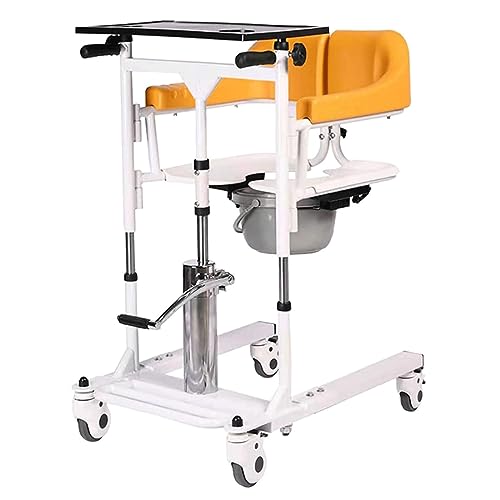 Patientenlift-Transfer-Mobilitätsstuhl, hydraulischer Lift-Transferstuhl, Tablett und Bettpfannen-Transferstuhl, 180° geteilter Sitz, Stahllast 330 Pfund, medizinischer Patientenlift-Rollstu