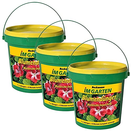 Blumen Langzeitdünger Beckmann Mastercote Depot Perls Sparpack 3 x 1 kg + gratis 20g Kressesamen Sprint