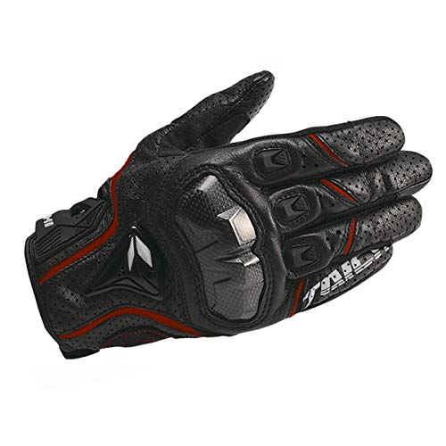 VaizA Motorradhandschuhe Atmungsaktive Leder-Motorradhandschuhe Racing-Handschuhe Motocross-Handschuhe Handschuhe Motorrad Handschuhe (Color : 390 Black Red, Größe : L)