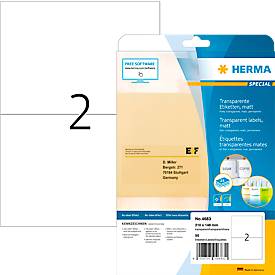 Herma Folienetiketten Special Nr. 4683, 210 x 148 mm, wetterfest, bedruckbar, permanent, transparent, 50 Stück