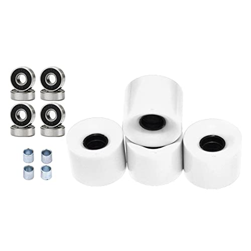 Folpus 60 Mm Skateboard Räder 78a + Lager Und Abstandshalter Cruiser Räder, 4er Pack, Weiß Schwarz Abdeckung