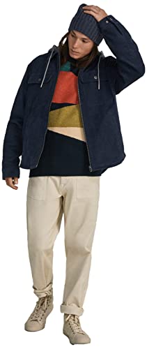 Springfield Herren Umhängeband mit Abnehmbarer Kapuze Jacke, dunkelblau, XL
