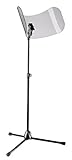 K&M 11900 Schallschutz-Stativ – Lärmschutz für Orchester-Musiker – Acrylglas-Schirm mit stufenlos ausziehbarem Unterteil