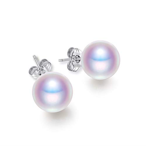 CAZARU 7-9mm Perlen Ohrstecker Damen Echt 925 Sterling Silber Ohrringe Bunte Perlen Ohrringe Für Frauen Geschenk