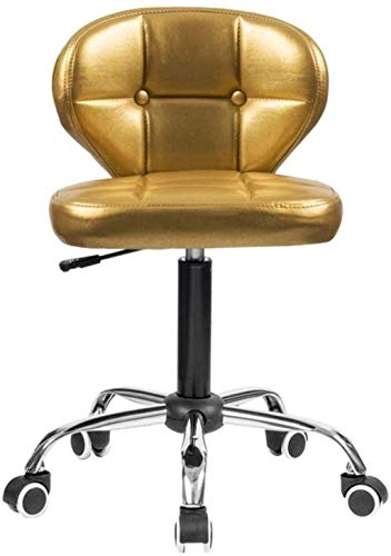 PLJKIHED Bürostuhl, Drehstuhl, Bürostuhl, Verstellbarer Hocker mit Rückenkissen und Universalrädern (Farbe: Braun) (Stuhl) (Gold) Stabilize
