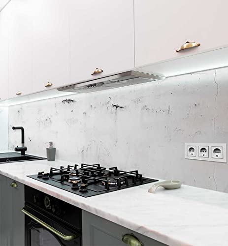 MyMaxxi - Selbstklebende Küchenrückwand Folie ohne Bohren - verwaschene helle Betonwand Weiss 60cm hoch- Klebefolie Wandtattoo Wandbild Küche - Wand-Deko - Steine Mauer Zement Mauerziegel -