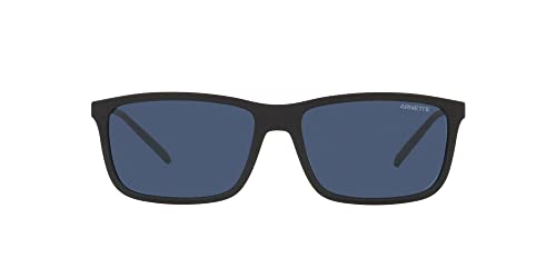 ARNETTE Nosy An4305 Rechteckige Sonnenbrille für Herren, Mattschwarz/Dunkelblau, 58 mm