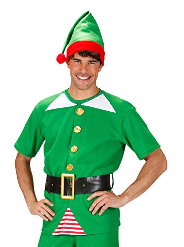 Karneval-Klamotten Weihnachtswichtel Weihnachtself Weihnachtshelfer Kostüm Herren Santa Erwachsene-Kostüm Oberteil, Gürtel + Mütze