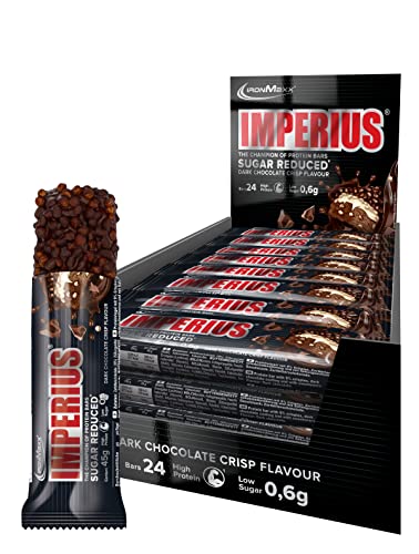 IronMaxx Imperius Sugar Reduced Protein Bar, Geschmack Dark Chocolate Crisp, 24er Pack (24x 45 g)