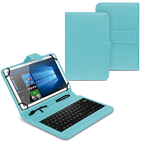 UC-Express Tastatur Tasche kompatibel mit Nokia T21 T20 Hülle Keyboard Case QWERTZ Standfunktion USB Cover Case, Farben:Türkis