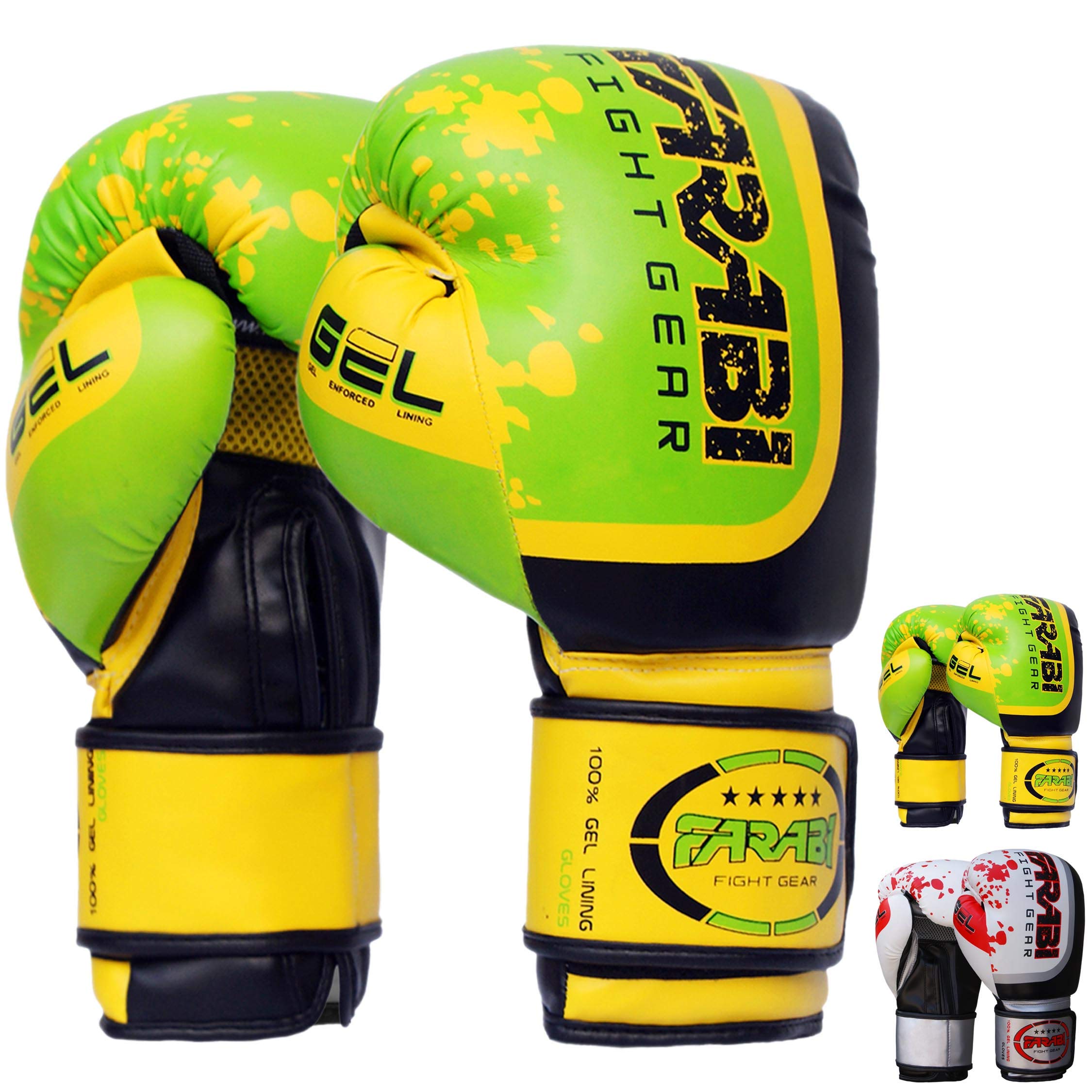 Farabi Boxing Gloves for Training Punching Sparring (Green Gell, 10-oz)