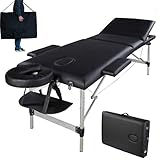 Massageliegen Massageliege Mobile Massagetisch Massagebett SPA-Bett 3 Zonen Klappbar tragbar höhenverstellbare Aluminiumfüße und Premium-PU-Leder Kosmetikliege Behandlungsliege mit Tragetasche