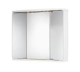 Jokey Funa Badezimmer Spiegelschrank mit LED Beleuchtung, Bad Spiegelschrank aus MDF/Holz, inkl. Steckdose | Weiß 68 cm