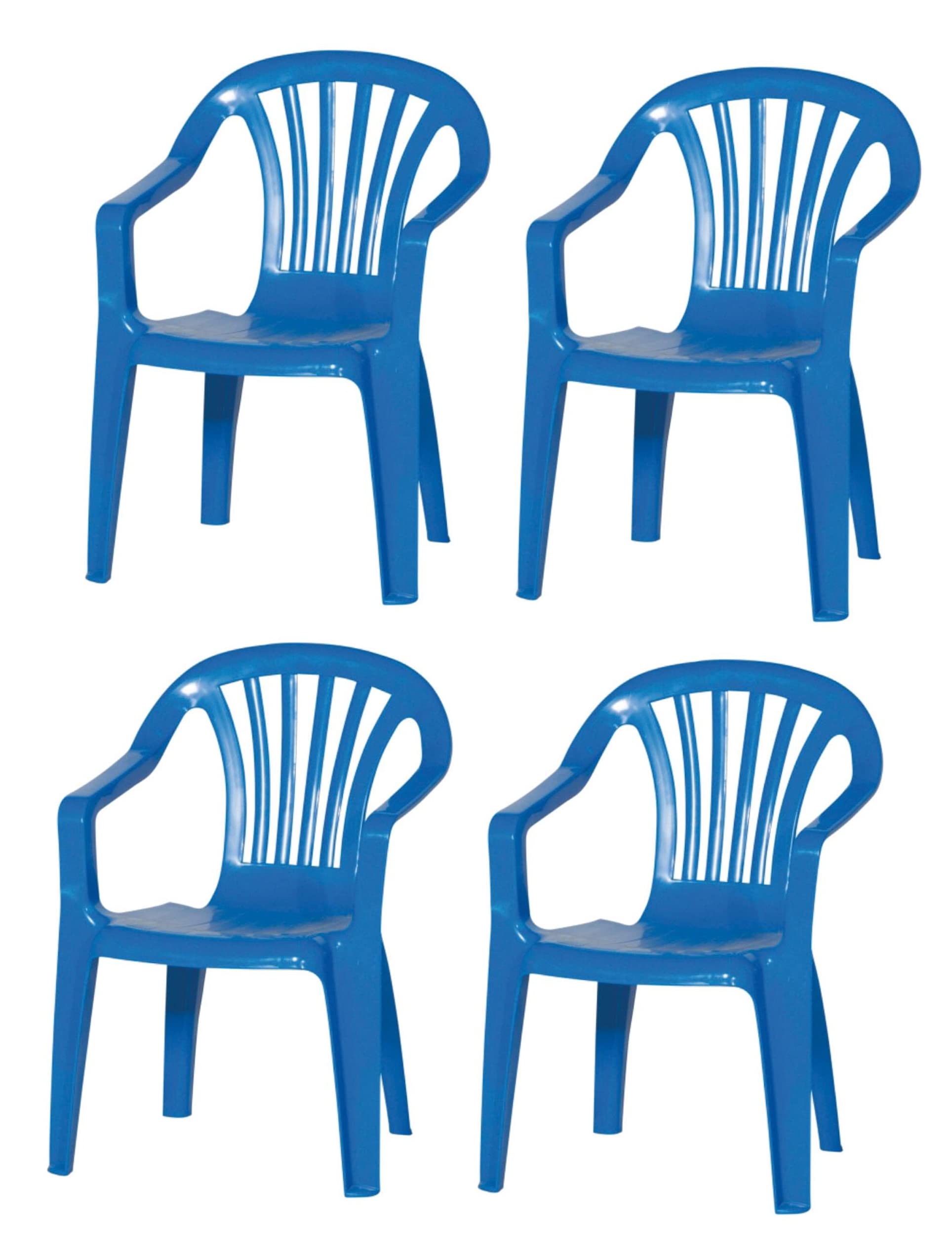 hLine Kinder Gartenstuhl Stapelsessel Sessel Stuhl für Kinder in/Out (4 Stück blau), 868446