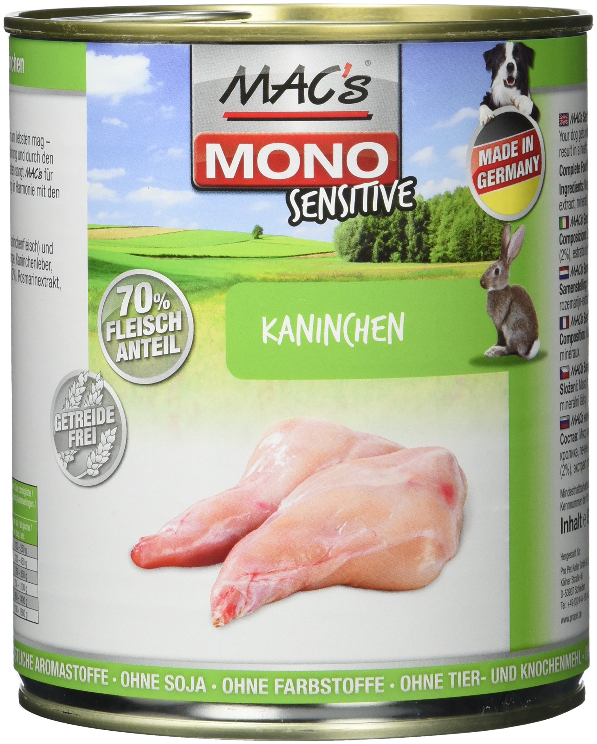 Mac's Mono Sensitive Kaninchen, 6er Pack (6 x 800 g)