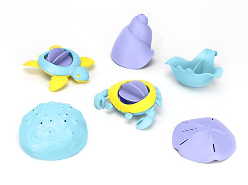Green Toys Sea Life Set – 6-teiliges Badspielzeug-Set aus 100 % recyceltem Kunststoff, Top Sand und Wasserspielzeug, Babybadespielzeug