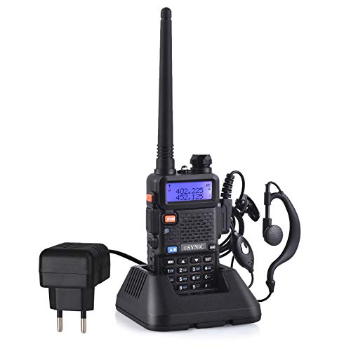 eSynic Profi UV 5R Walkie Talkie Dualband VHF/UHF Walky Talky Funkgerät mit EU Standard-Steckeradapter LED FM 128 Kanal Radio FM Transceiver Unterstützt VOX Unterstützung Arbeitsplätze Outdoor