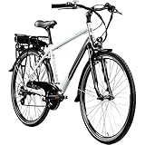 ZÜNDAPP Z802 E Bike Herren Trekking 155-185 cm Fahrrad 21 Gänge, bis 115 km, 28 Zoll Elektrofahrrad mit Beleuchtung und LED Display, Ebike Trekkingrad (weiß/grau, 48 cm)