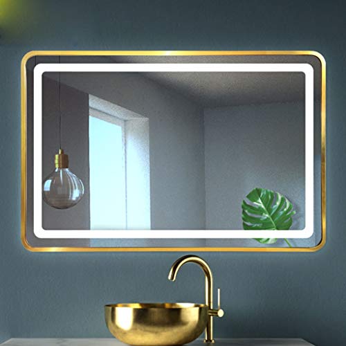 Wandspiegel Badspiegel Badezimmerspiegel LED-Badezimmer-Spiegel-Aluminiumlegierung Metall gebürstet Feld-Spiegel hängend horizontal und vertikal HD Silver Mirror Black Gold
