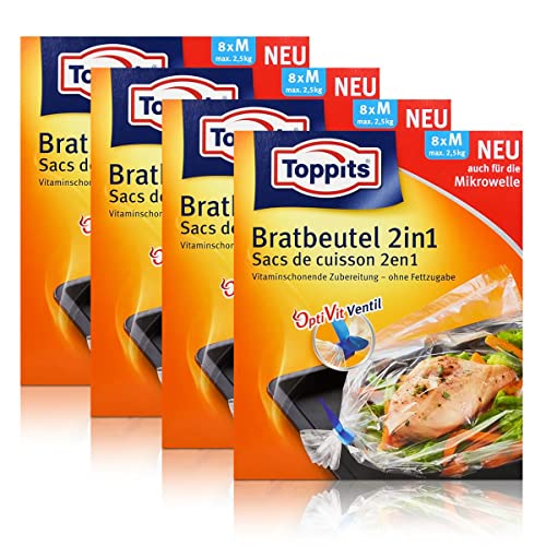 4x Toppits Bratbeutel 2in1 Inhalt 8 stk. - Größe M - max. 2,5 kg