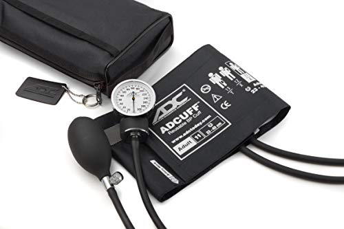 ADC Aneroides Blutdruckmessgerät Prosphyg 768 Professional Pocket mit Adcuff-Blutdruckmanschette aus Nylon und passender Transporttasche, Erwachsene, schwarz