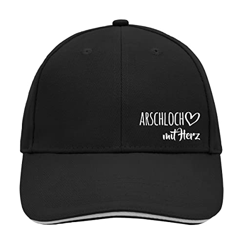 huuraa Cappy Mütze Arschloch mit Herz Unisex Kappe Black/Light Grey mit Motiv für die tollsten Menschen Geschenk Idee für Freunde und Familie