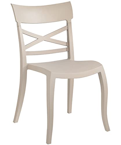 Indoor Stuhl, Outdoor Stuhl, Esszimmerstuhl, Design-Stuhl, Terrassenstuhl, Gartenstuhl, Landhausstuhl, stapelbar, Stuhlfarbe:Beige