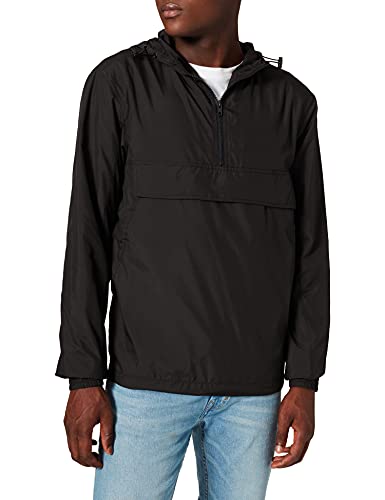 Urban Classics Herren Windbreaker Basic Pull-Over Jacket, leichte Streetwear Schlupfjacke, Überziehjacke für Frühjahr und Herbst - Farbe black, Größe XXL