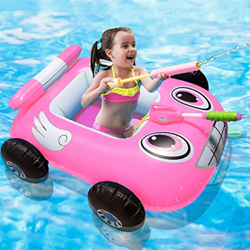 Balakaka Pool Float Schwimmring Kinder mit Wasserpistole, Aufblasbarer Piratenboot Schlauchboot Schwimmreifen Sommer Wasser Strand Swimmingpool Spielzeug für Kleinkind von 2-10 Jahre-Rosa