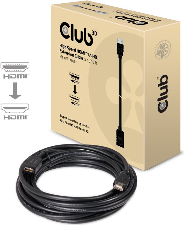 Club 3D - HDMI-Verlängerungskabel - HDMI (M) bis HDMI (W) - 5,0m - 4K Unterstützung (CAC-1320)