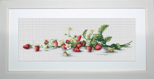 Luca-S Etüde mit Erdbeeren Kreuzstichset, Baumwolle, Mehrfarbig, 50x14,5cm