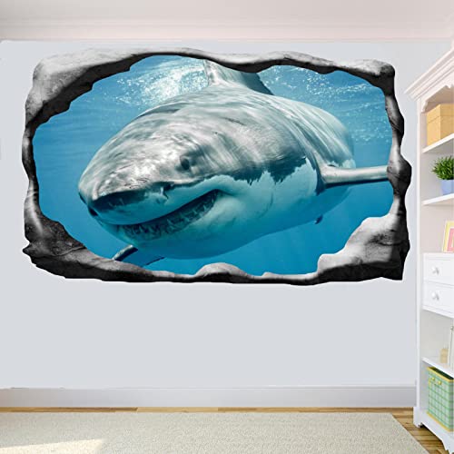 Wandaufkleber Poster Aufkleber 3D Wandbild Wandtattoo Megalodon Great White Shark Kunst Wandtattoo Tapete