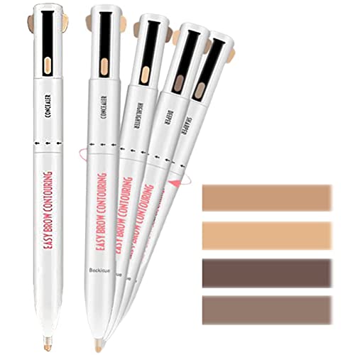2 STÜCKE 4 in 1 Brow Contour Highlight Pen, langlebiger, definierender Highlighting Brauenstift, wasserdichtes, schweißfestes Augenbrauen-Make-up, wischfester Augenbrauenstift (2Pc Blond)