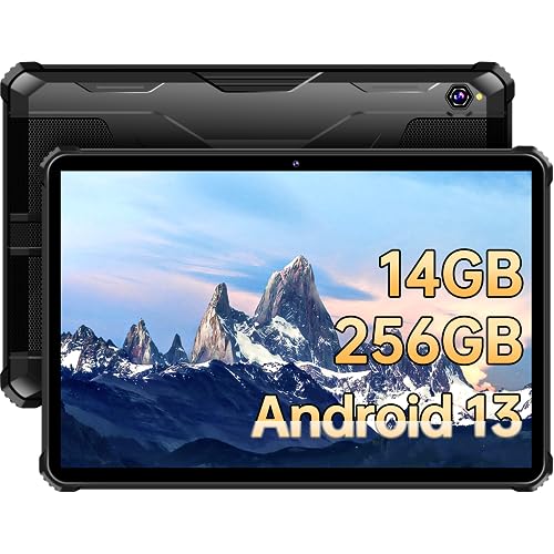 OUKITEL RT5 Outdoor Tablet Android 13, 14GB RAM + 128GB ROM(1TB Erweiterbar), Tablet 10.1 Zoll FHD+, 10000mAh Akku Robustes Tablet PC, IP68 Wasserdicht Tablet, 16MP Kamera/Dual SIM 4G/5G-WiFi/GPS/OTG