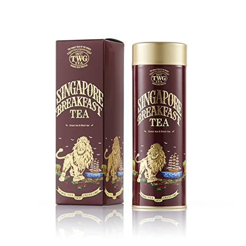TWG Tea | Singapore Breakfast Tea | Schwarzer Tee und Grüner Tee | Vanille & Gewürze | Haute Couture Dose, 100G | Geschenkset