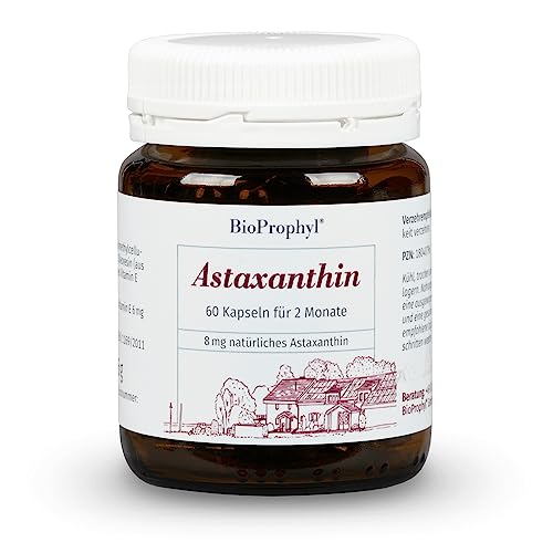 BioProphyl® Astaxanthin - 8 mg reines Astaxanthin als Extrakt aus Heamatococcus pluvialis mit Vitamin E zum Schutz der Zellen vor oxidativem Stress - hohe Bioverfügbarkeit - 60 pflanzliche Kapseln für 2 Monate